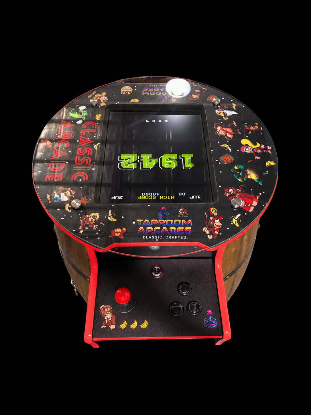 Donkey Kong Design - Red - Two Player Barrel Arcade Machine